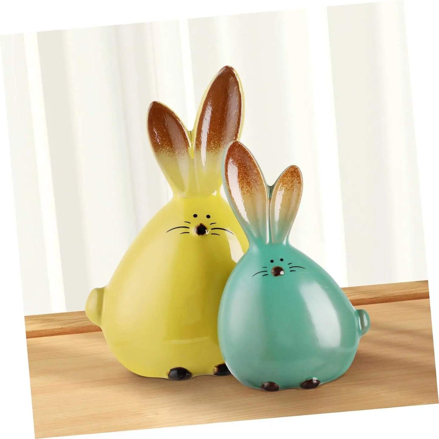 2 pieces ceramic rabbit sculptures Easter bunny decorations desktop animals ceramic rabbit sculptures Easter party gifts