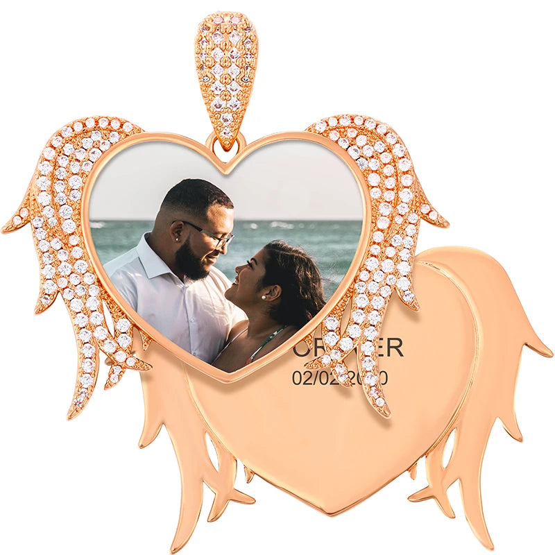 TUHECN Custom Memory Medallion Heart Photo Pendant Necklace