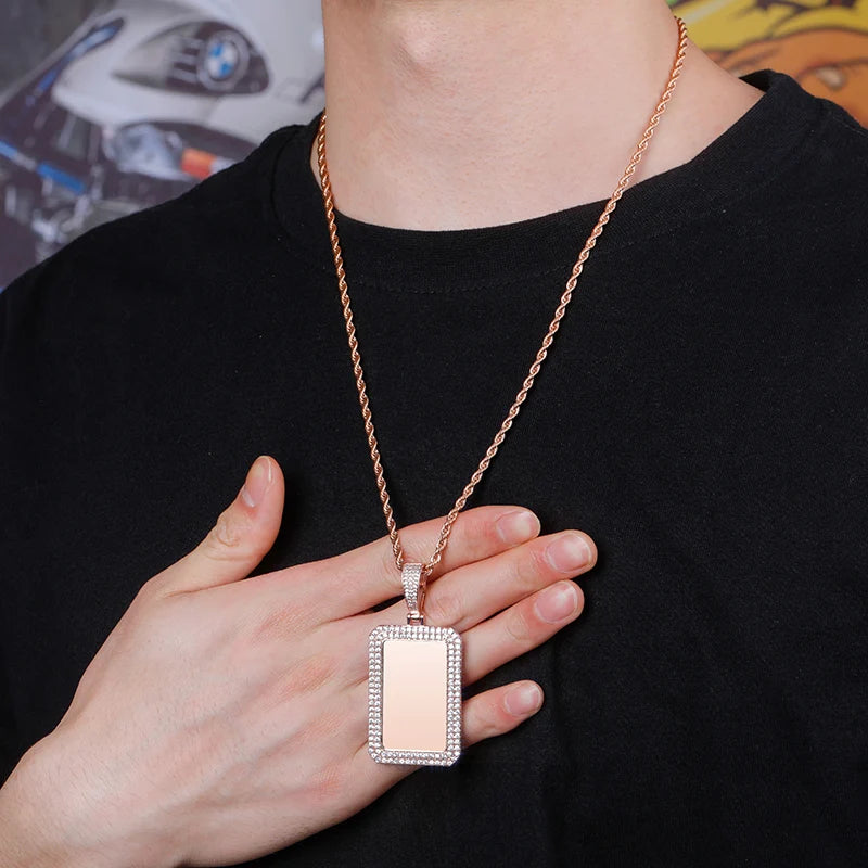 JINAO Custom Photo Medallion Pendant Iced Zircon Jewelry