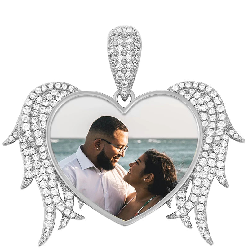 TUHECN Custom Memory Medallion Heart Photo Pendant Necklace