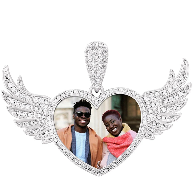 TUHECN Custom Memory Medallion Heart Photo Pendant Necklace