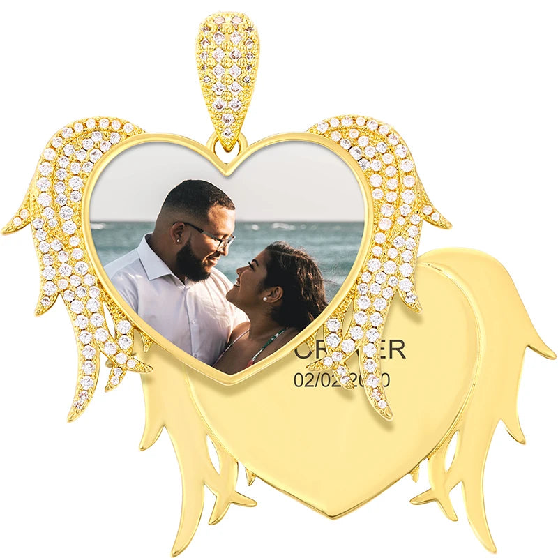 TUHECN Custom Memory Medallion Heart Photo Pendant Necklace