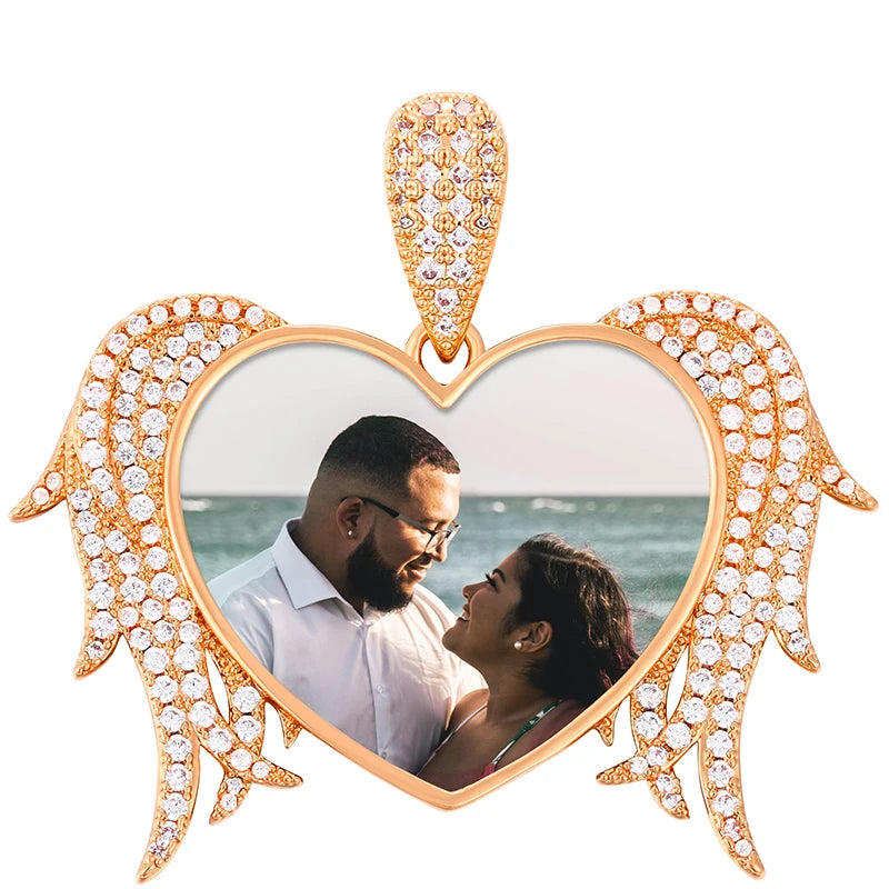 TUHECN Custom Memory Medallion Heart Photo Pendant Necklace