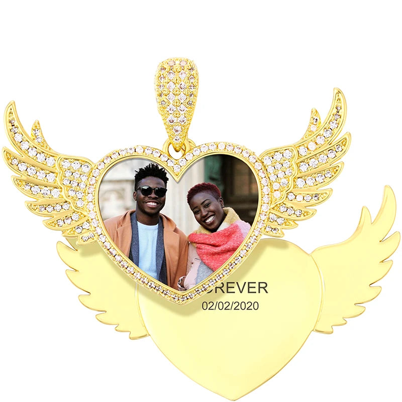 TUHECN Custom Memory Medallion Heart Photo Pendant Necklace