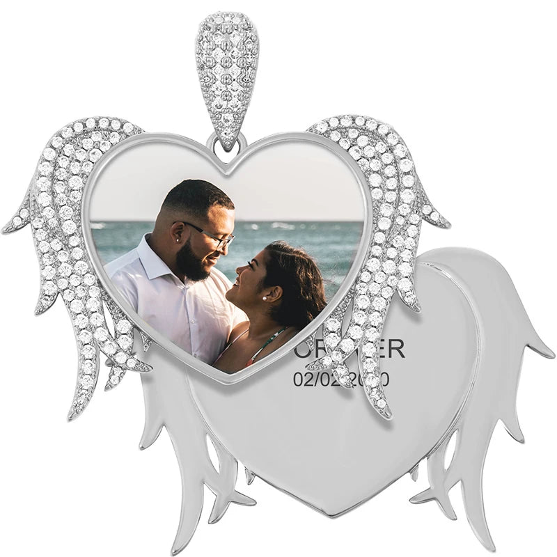 TUHECN Custom Memory Medallion Heart Photo Pendant Necklace