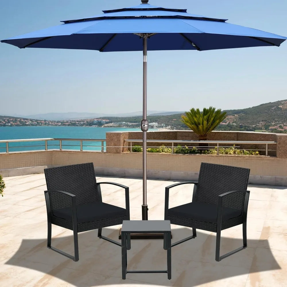 General Use Outdoor Patio Set With Wicker Chairs And Table