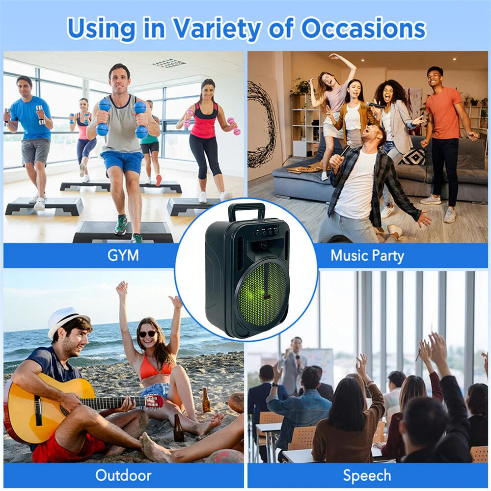 CURUK Portable Bluetooth Speaker With Led Lights Karaoke