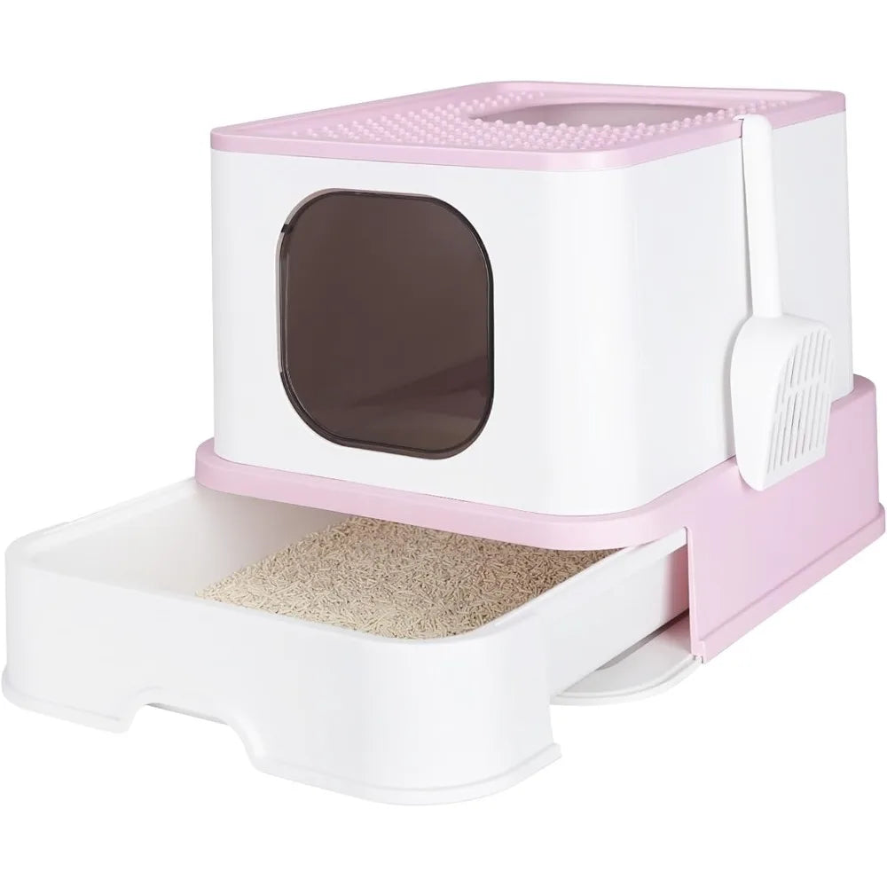 Hign-concerned Foldable Cat Litter Box With Drawer And Lid