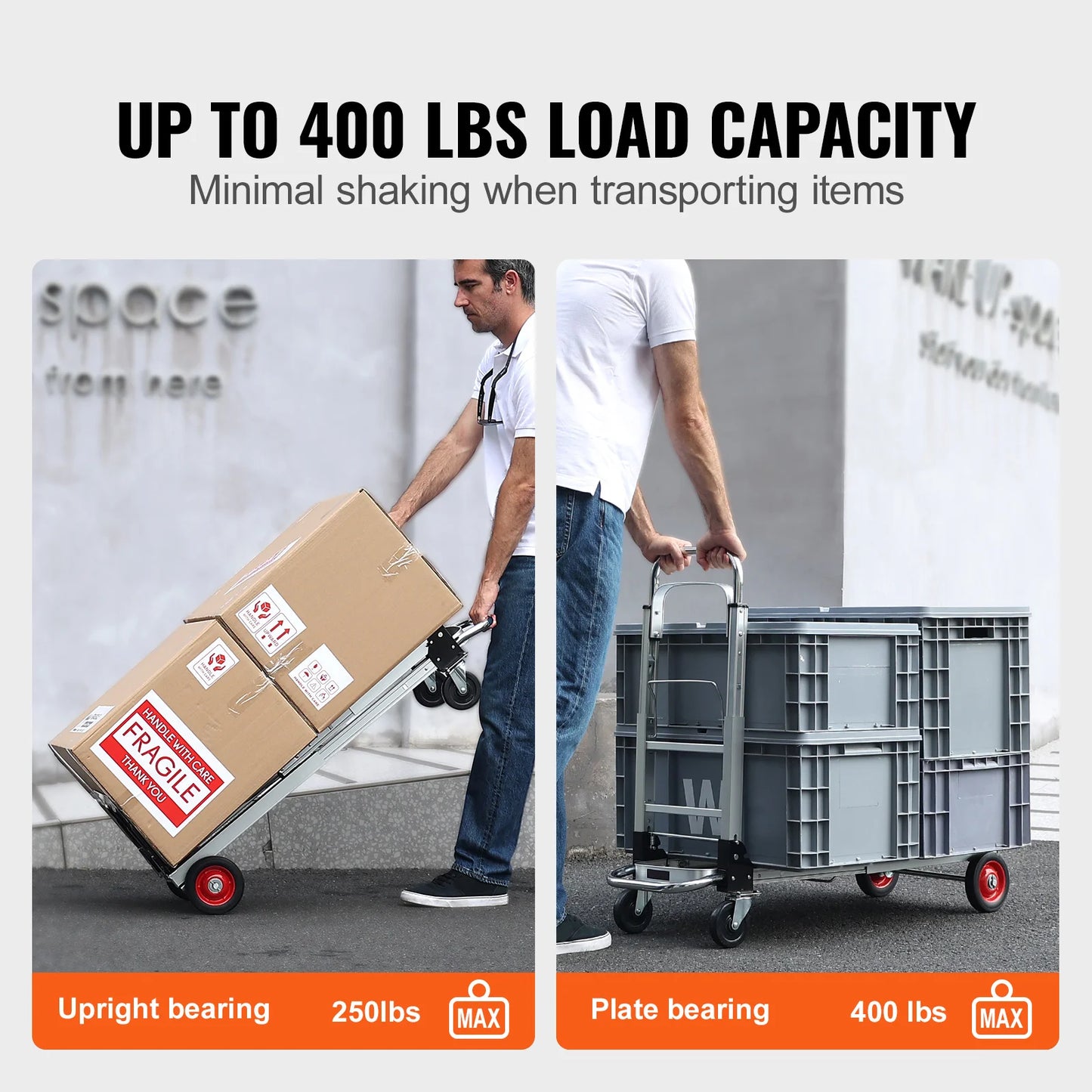 SucceBuy Folding Hand Truck Dolly With Wheels For Transport