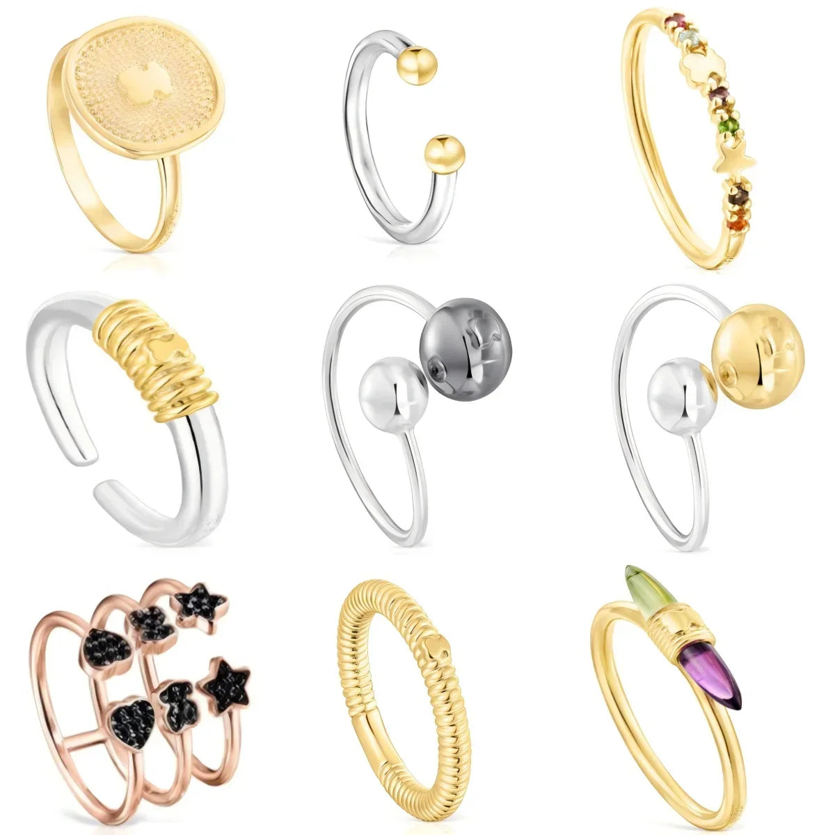 Hign-concerned Silver Bear Jewelry Hollow Doll Ring