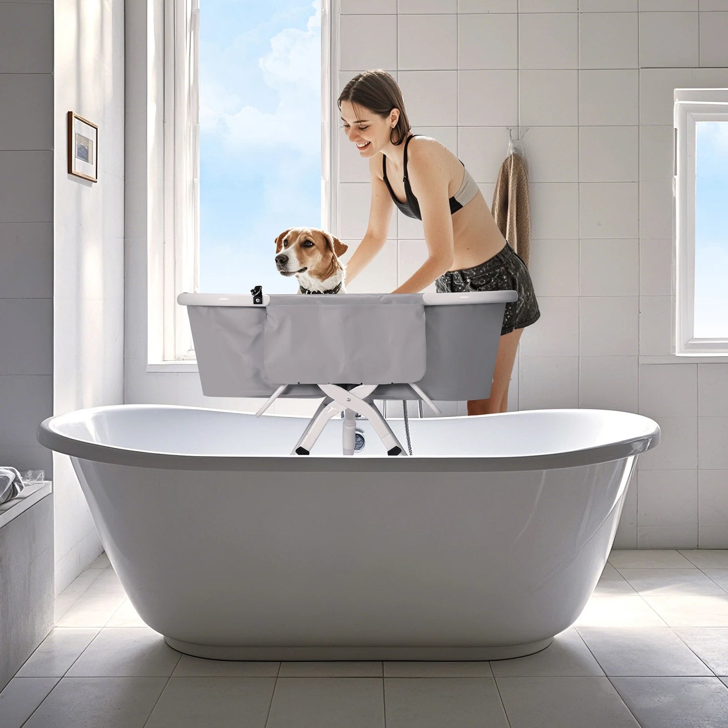 Dog Litter Portable Foldable Elevated Pet Bathtub For Dogs