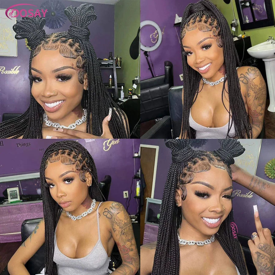 Dosay Synthetic Box Braided Wig Full Lace Cornrow Wig
