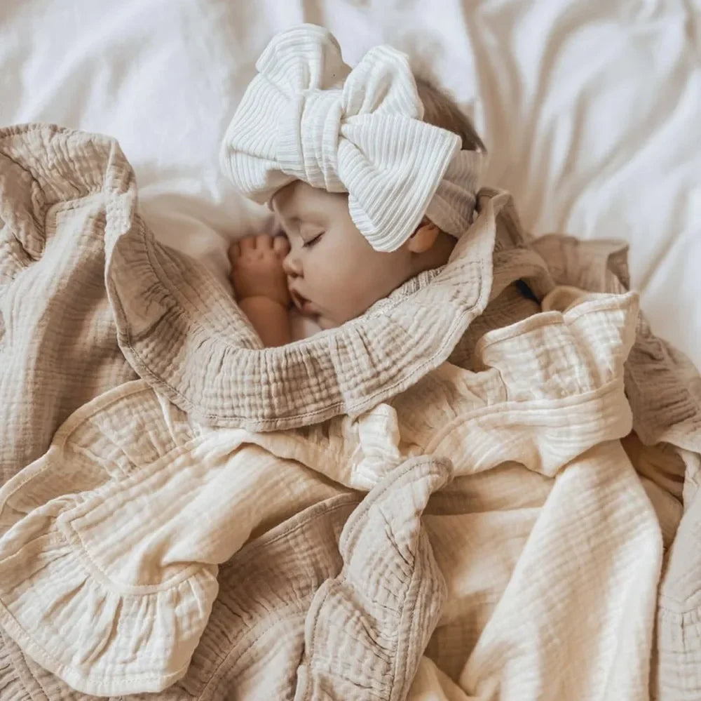 Zhejiang Ruffled Muslin Baby Swaddle Blankets 100 Cotton