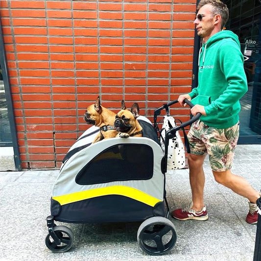 Foldable Four Wheel Dog Stroller Pram Travel Jogger Wagon