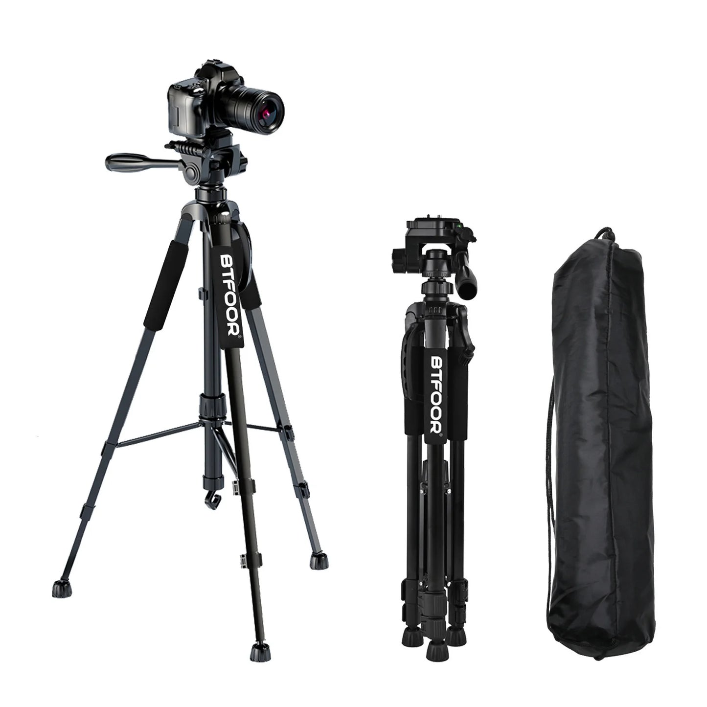 BTFOOR Phone Travel Tripod Aluminum Pan Head For DSLR