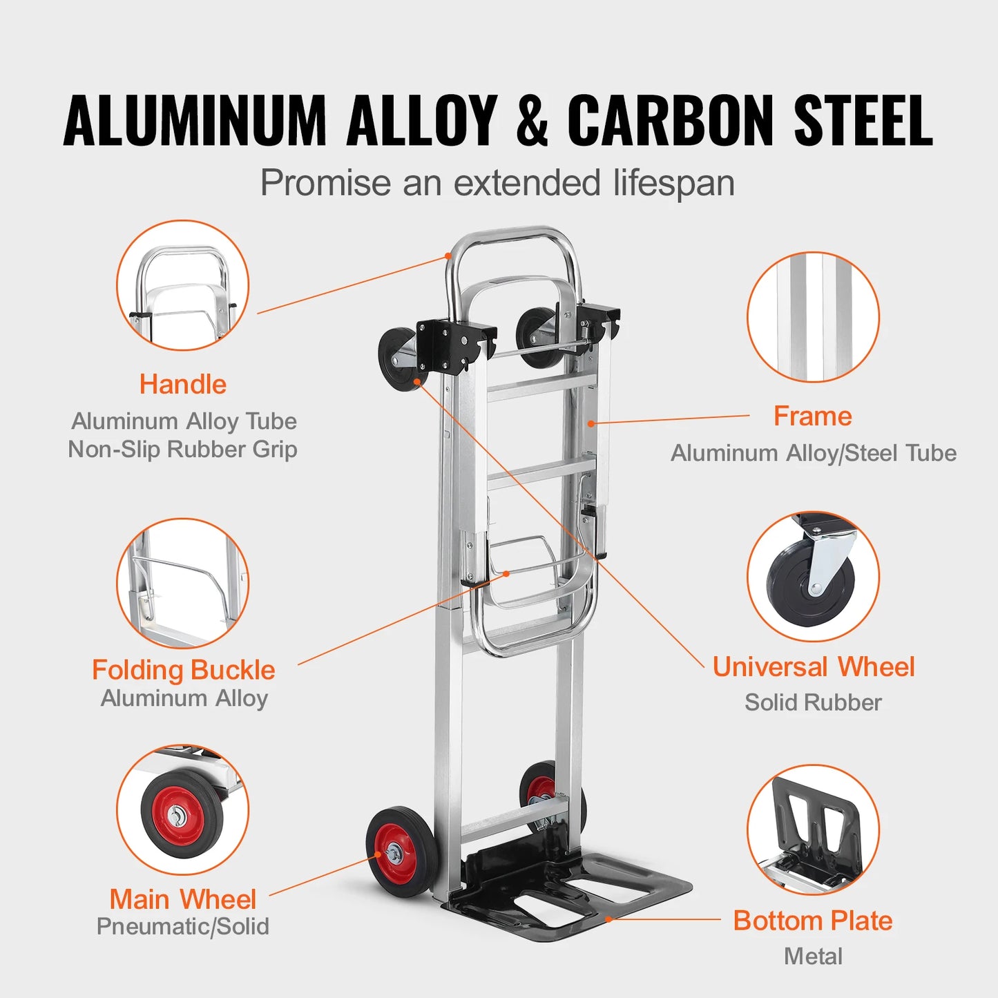SucceBuy Folding Hand Truck Dolly With Wheels For Transport