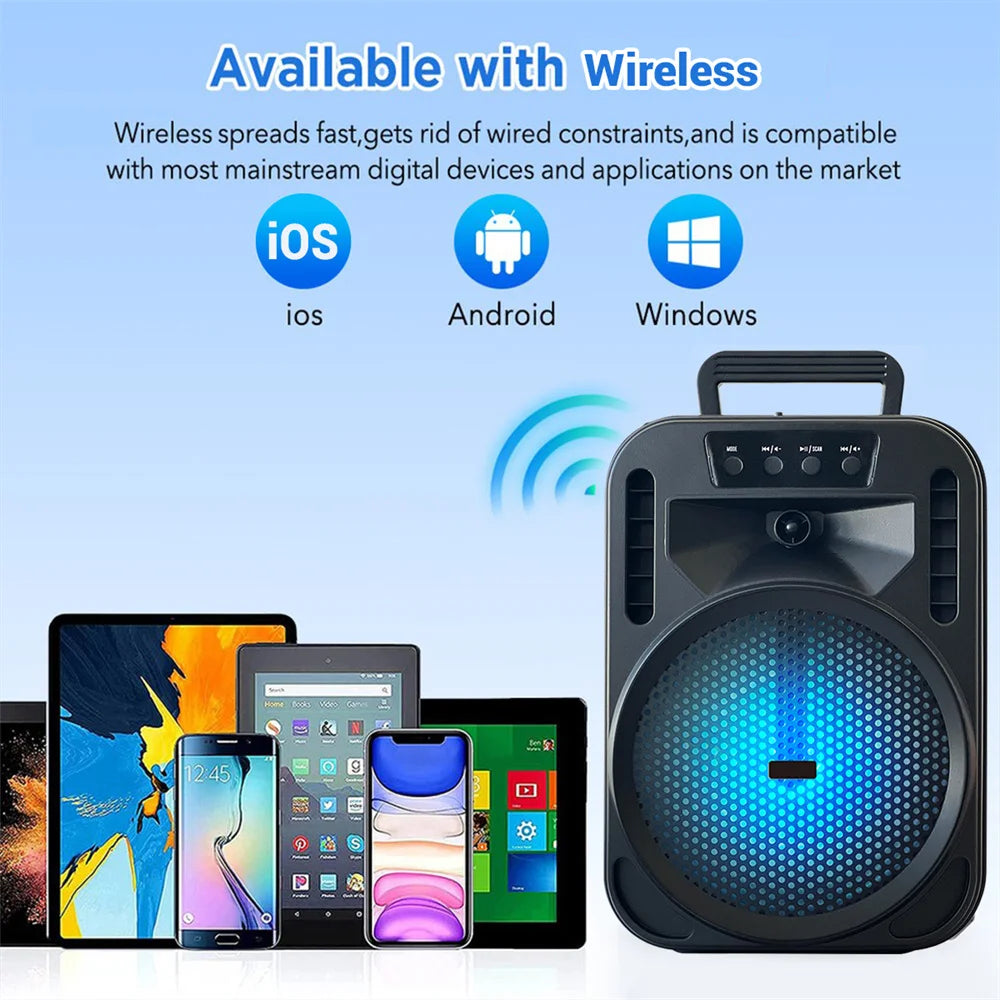 CURUK Portable Bluetooth Speaker With Led Lights Karaoke