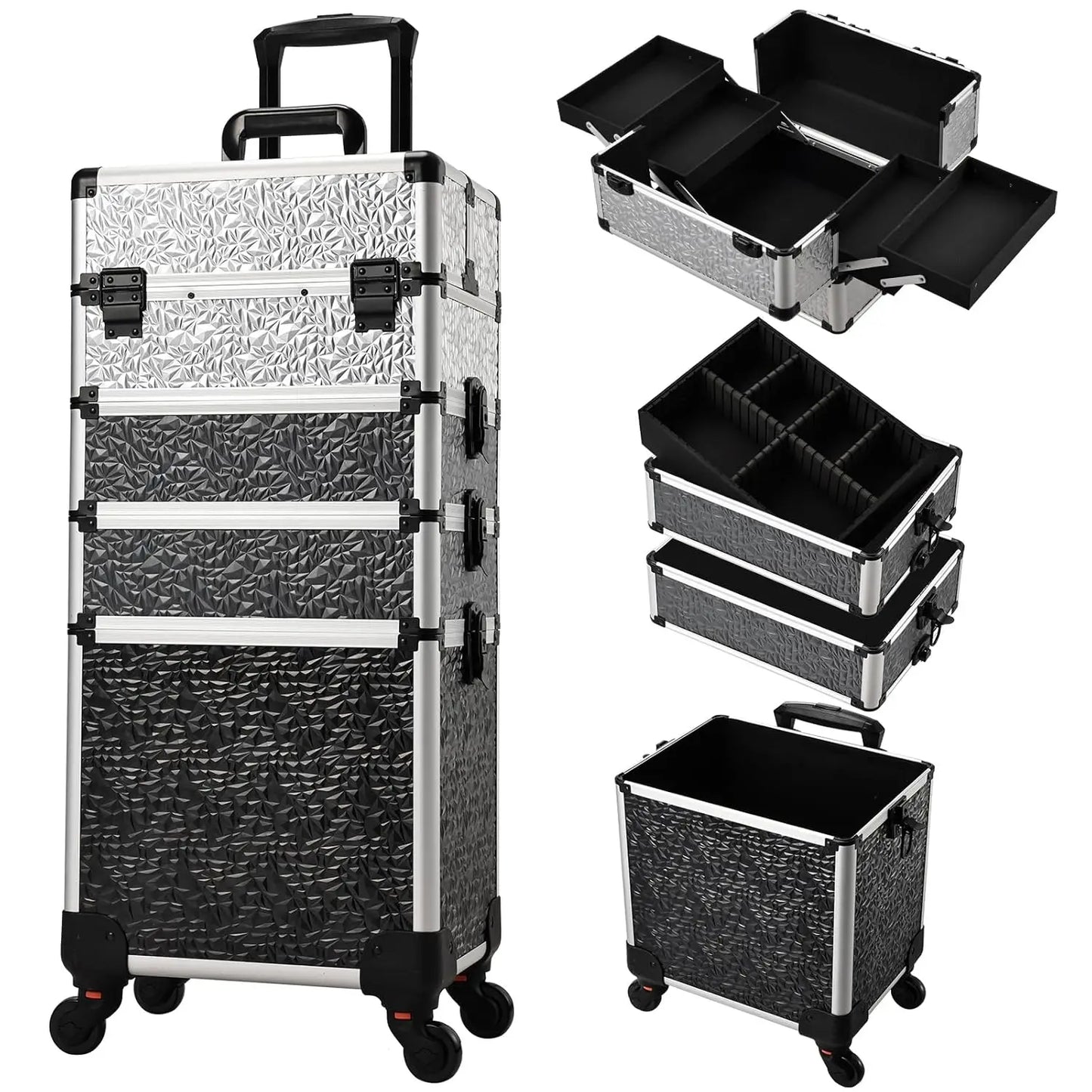 Maxulene Makeup Trolley Case 4 In 1 On Wheels
