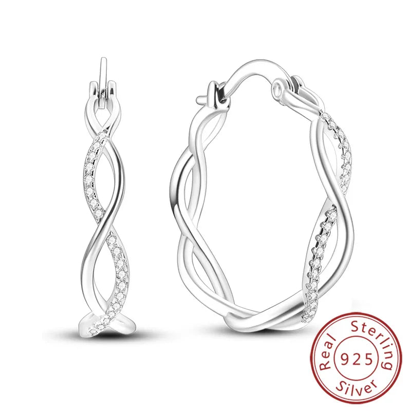 925 Sterling Silver Hoop Earrings Square Circle Heart