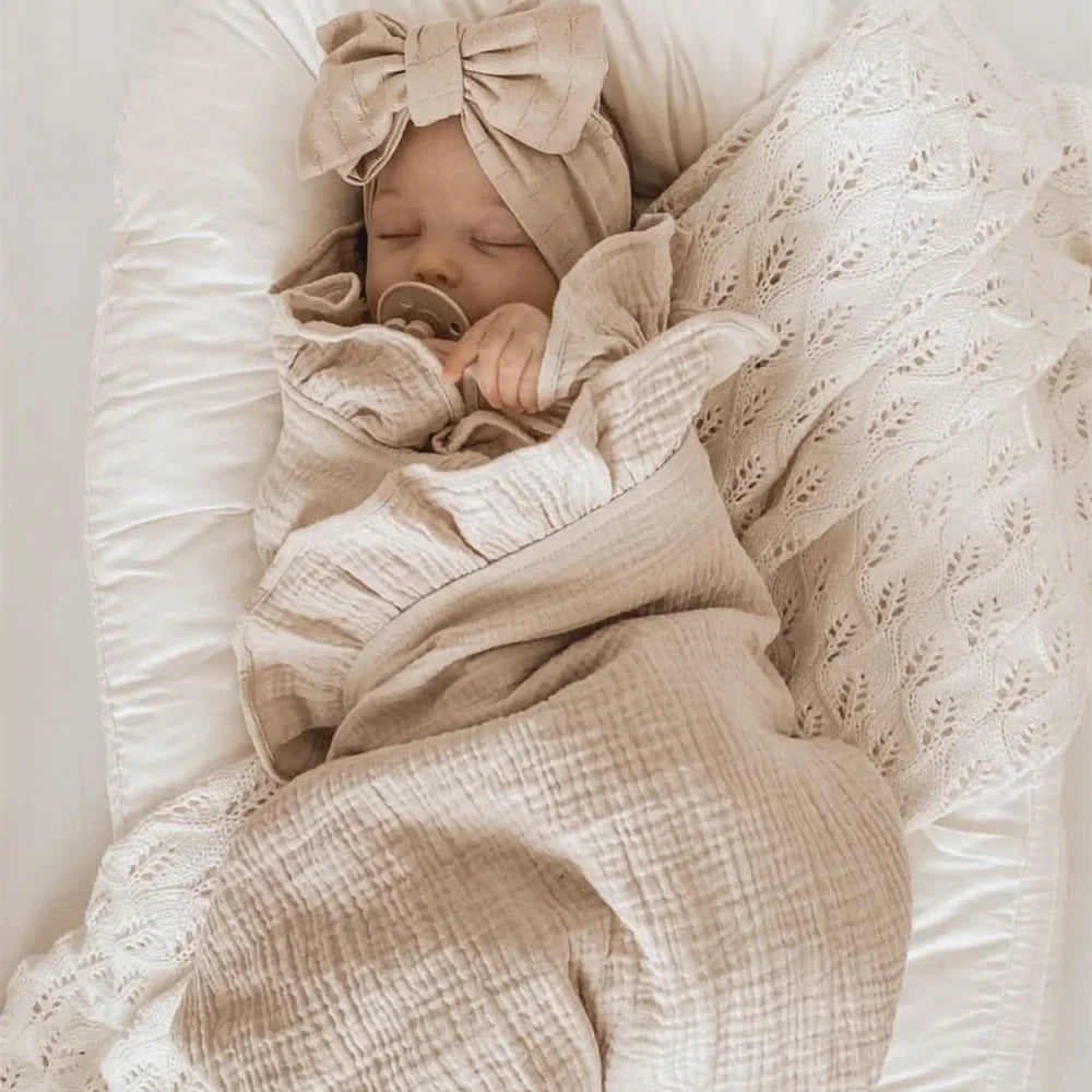 Zhejiang Ruffled Muslin Baby Swaddle Blankets 100 Cotton