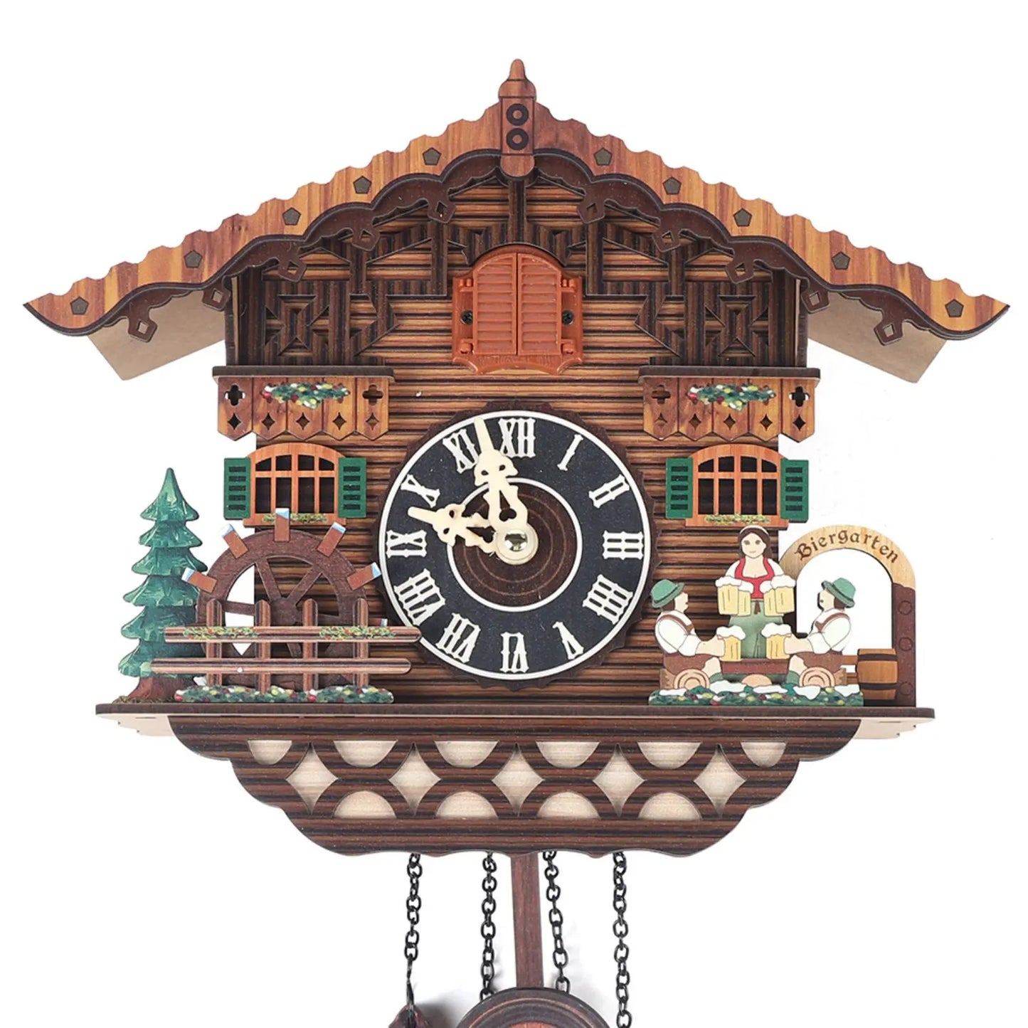 Combination Bird Cuckoo Wall Clock With Swing Wings Decor