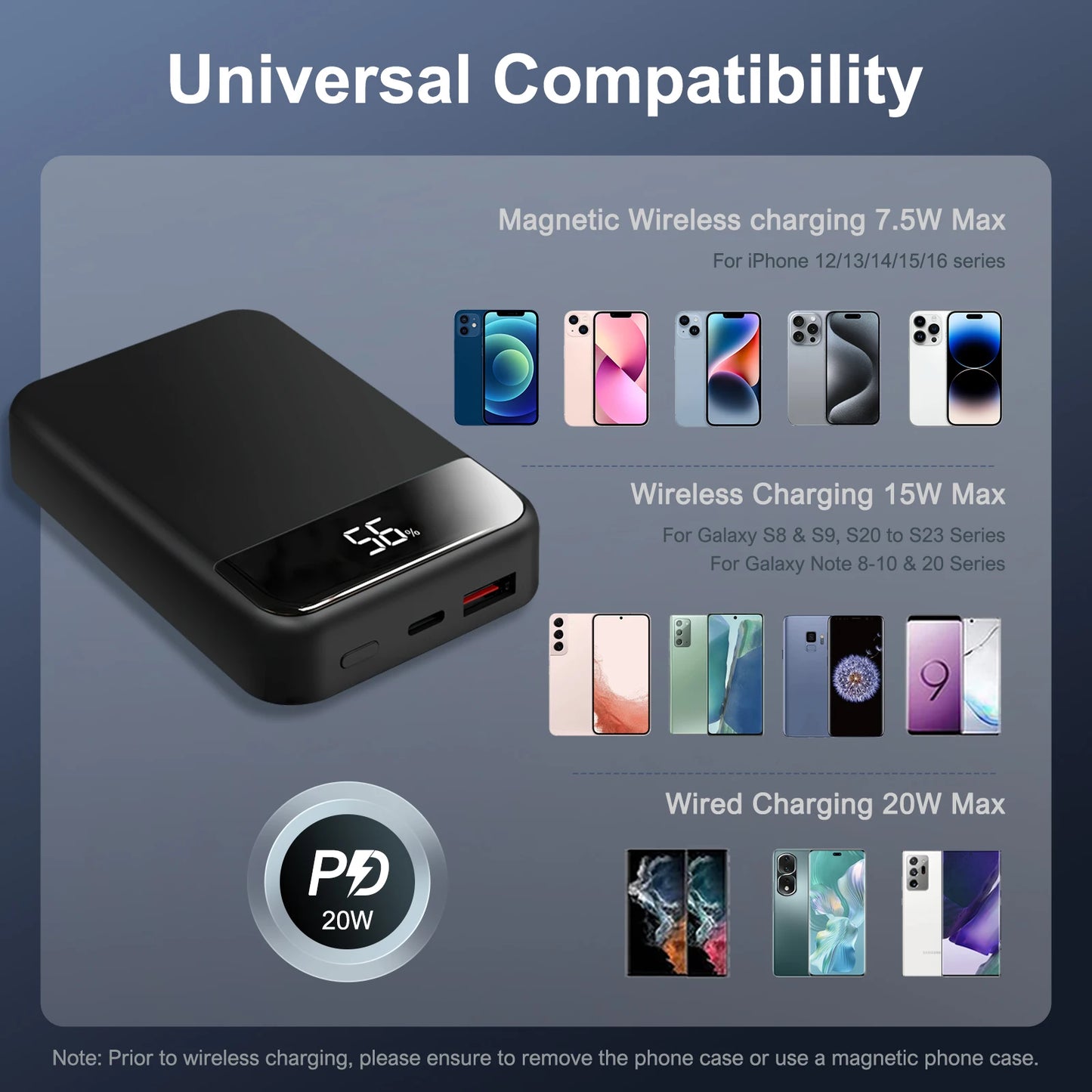 Magnetic Wireless Power Bank 10000mAh PD20W Display iPhone