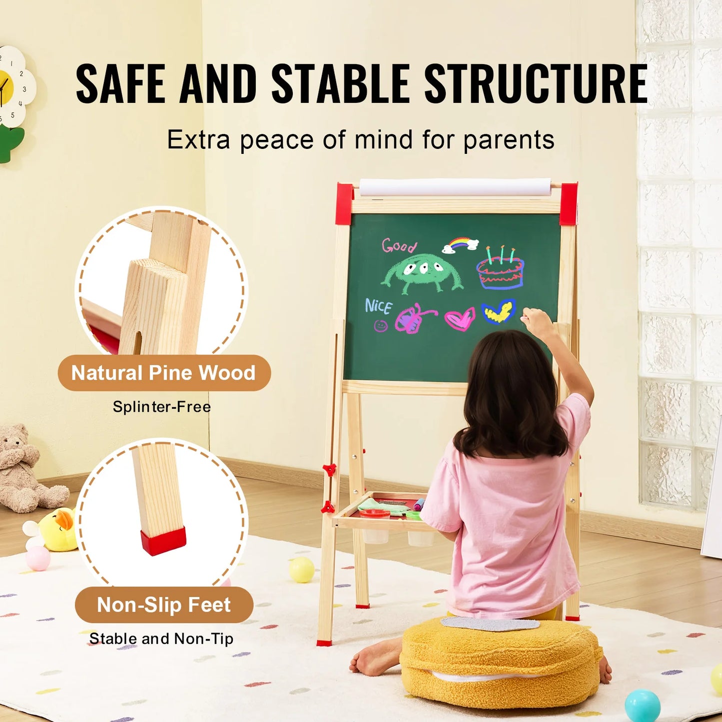 SucceBuy Magnetic Drawing Board For Kids Double Sided Art Easel
