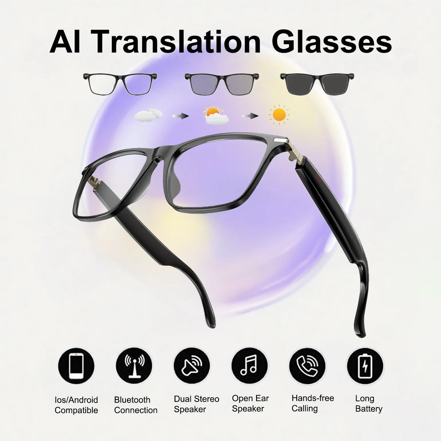 Giinova AI Translation Smart Glasses Real Time 160 Languages