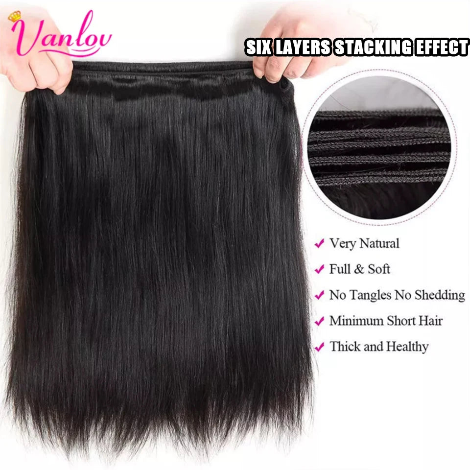 Vanlov Brazilian Straight Human Hair Weave Bundles Remy Hair