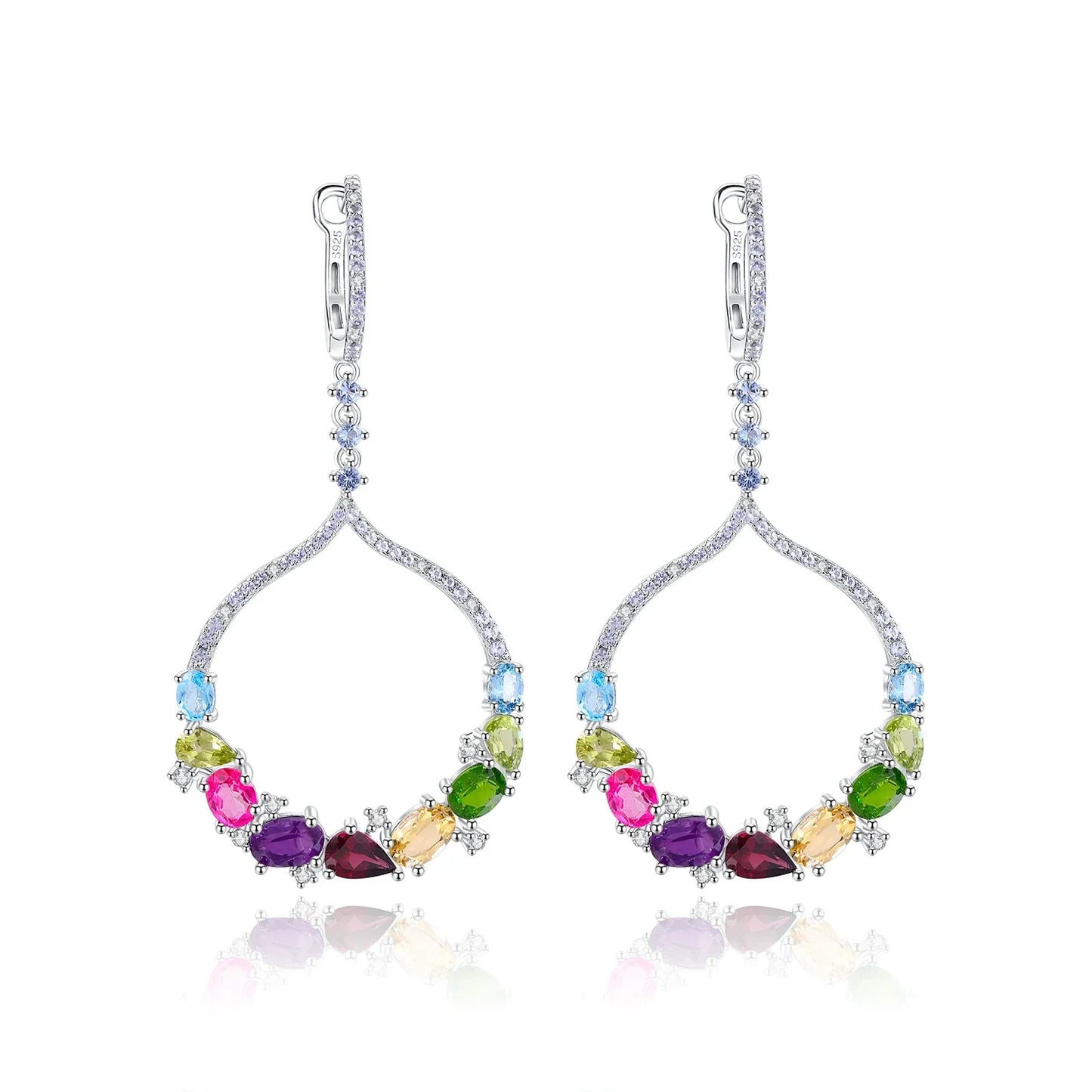 GEM'S BALLET Gemstone Dangle Earrings Sterling Silver
