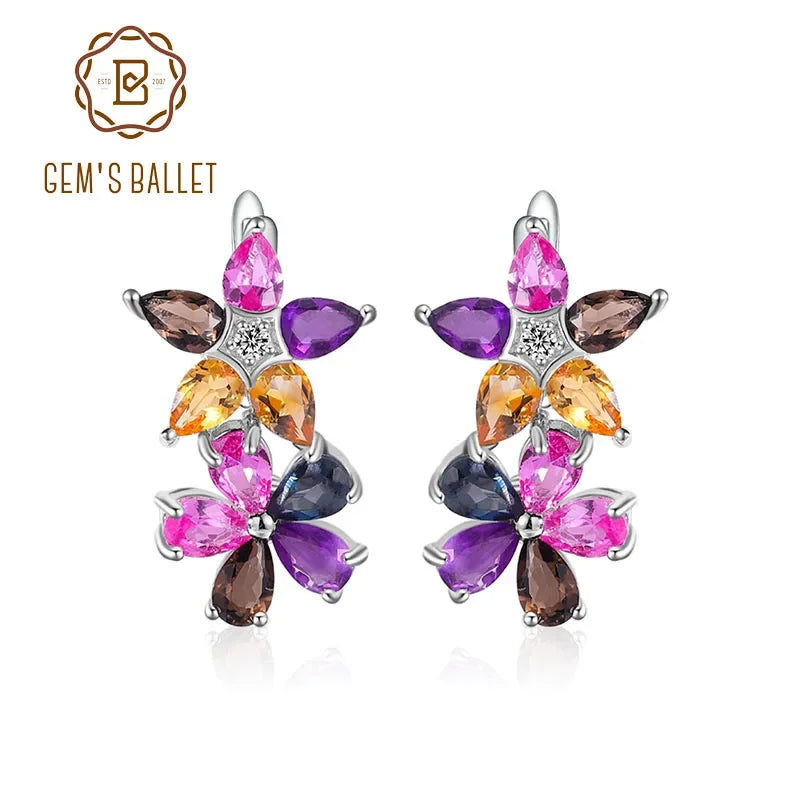 GEM'S Ballet 925 Sterling Silver Birthstone Leaf Earrings