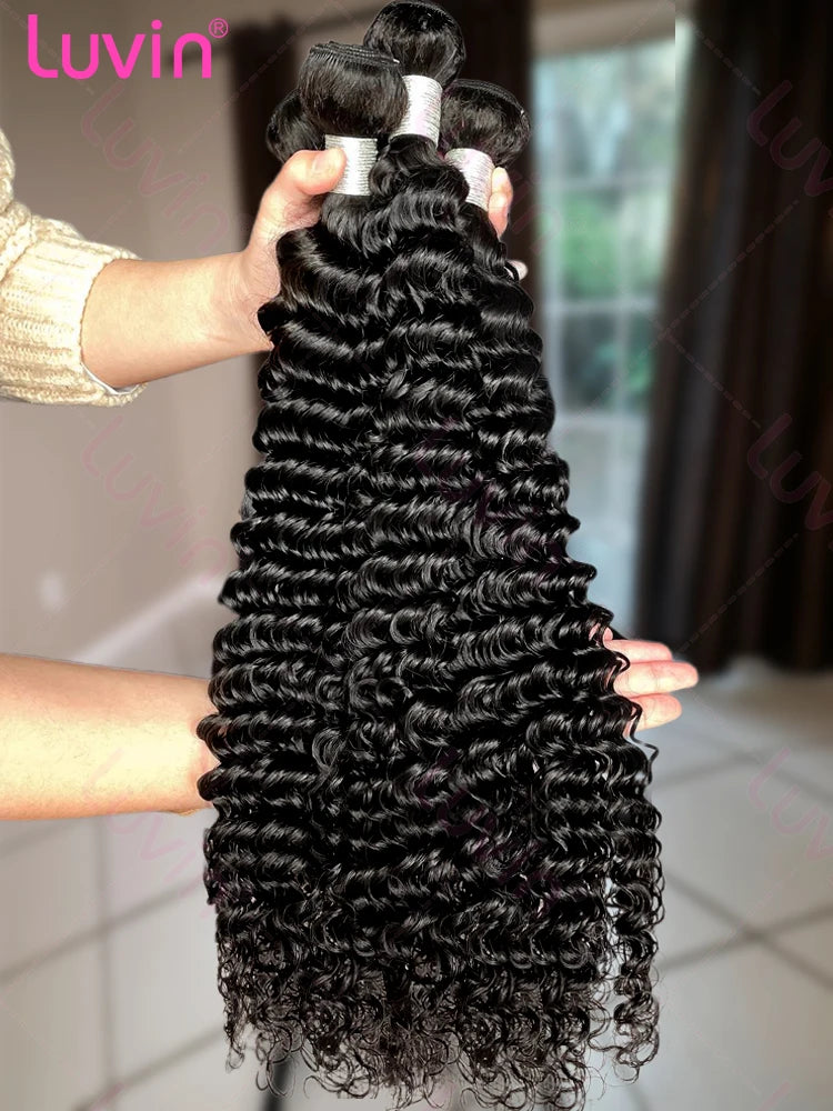 Luvin Burmese Curly Hair Bundles Deep Wave Virgin Hair