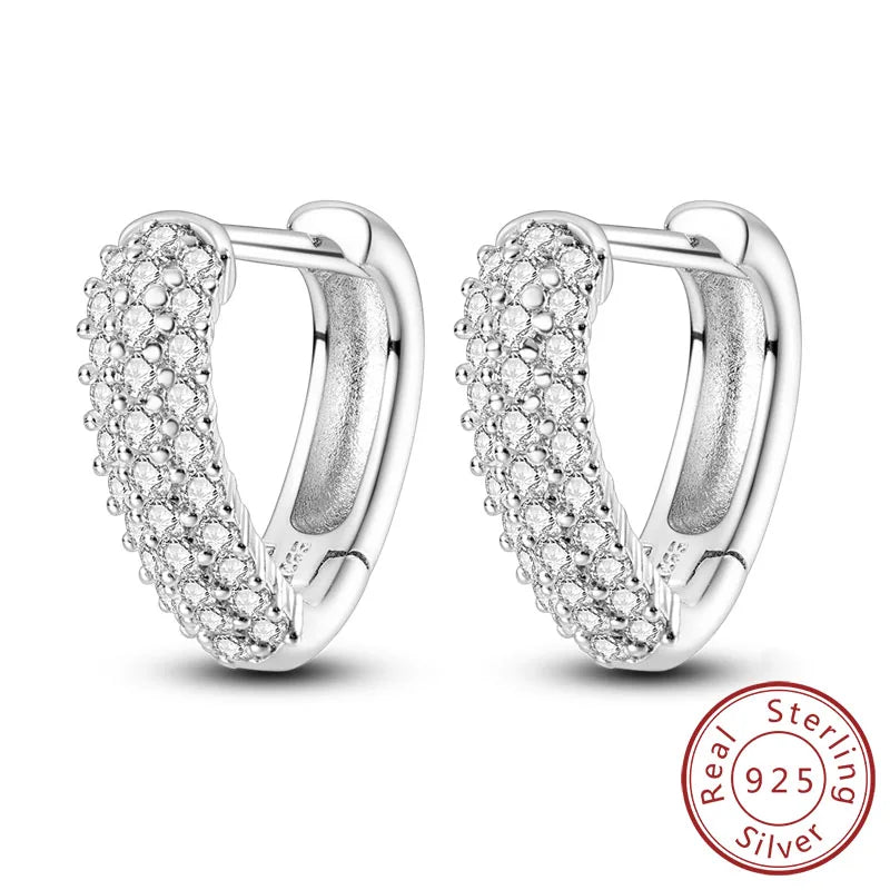 925 Sterling Silver Hoop Earrings Square Circle Heart