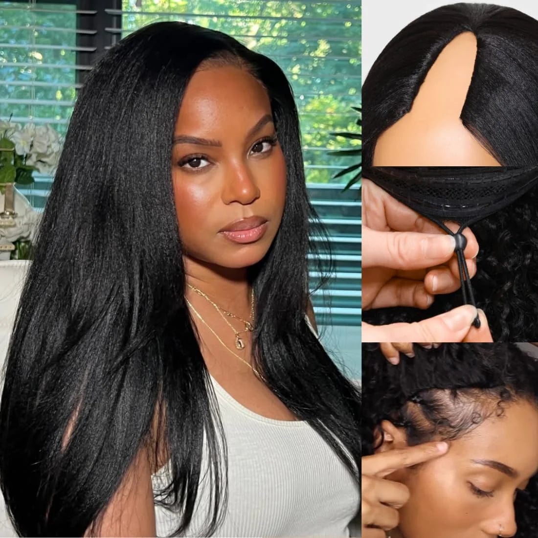 Smilegirl V Part Wig Straight Human Hair Upart For Women