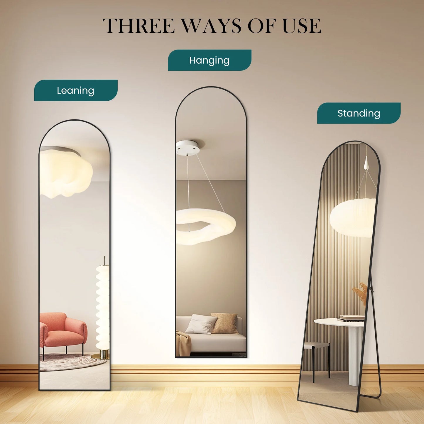 JHK Full Body Wall Mirror Aluminum Frame For Bedroom