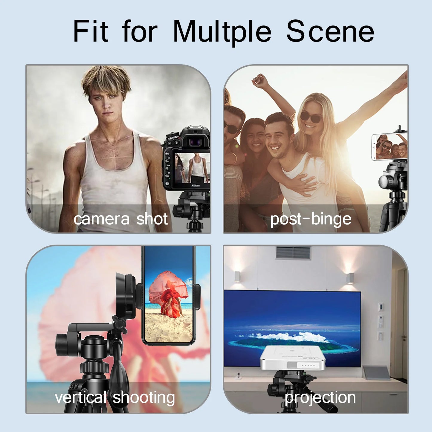 BTFOOR Phone Travel Tripod Aluminum Pan Head For DSLR
