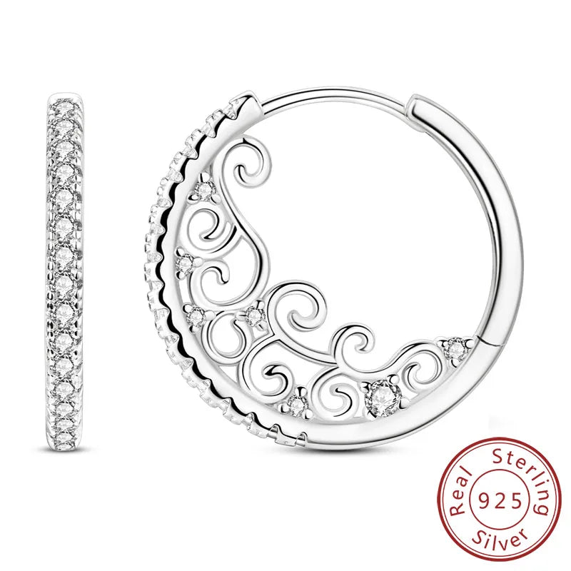 925 Sterling Silver Hoop Earrings Square Circle Heart