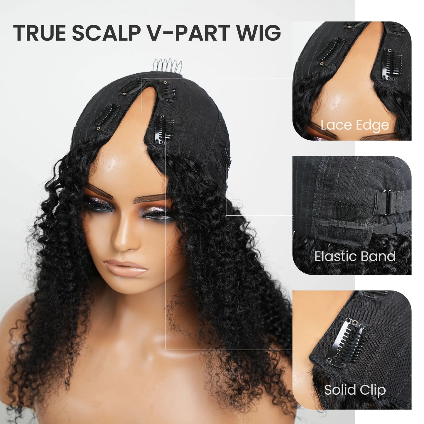 Smilegirl V Part Wig Straight Human Hair Upart For Women