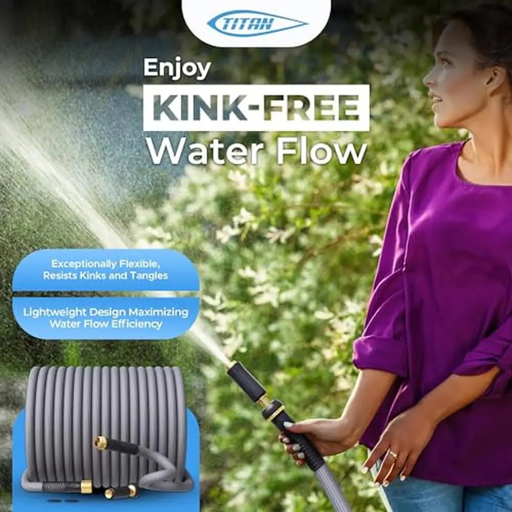 Titan Garden Hose Flexible Kink Free With Brass Connectors