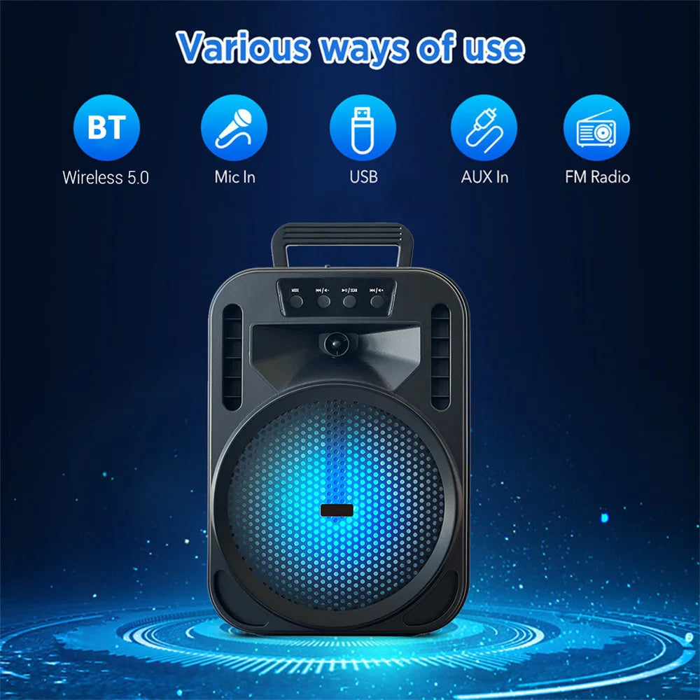 CURUK Portable Bluetooth Speaker With Led Lights Karaoke