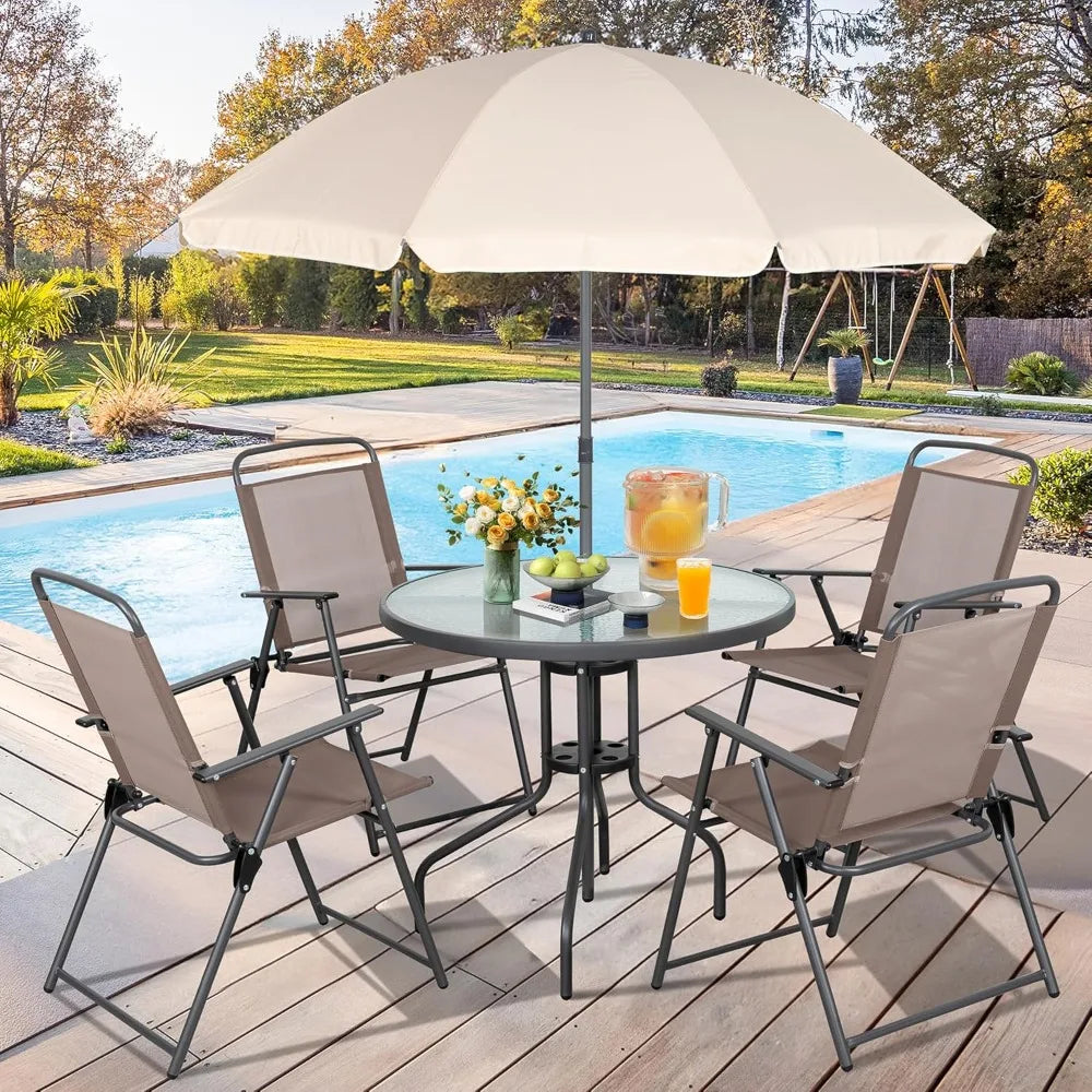 ANGDUO Folding Patio Dining Set All Weather Outdoor Table