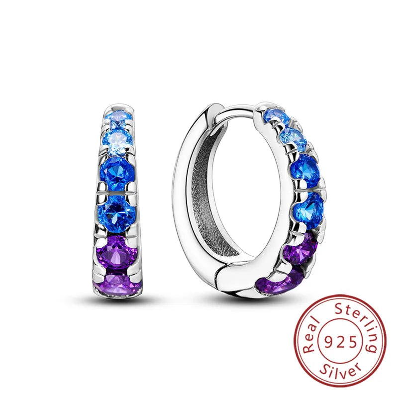 925 Sterling Silver Hoop Earrings Square Circle Heart