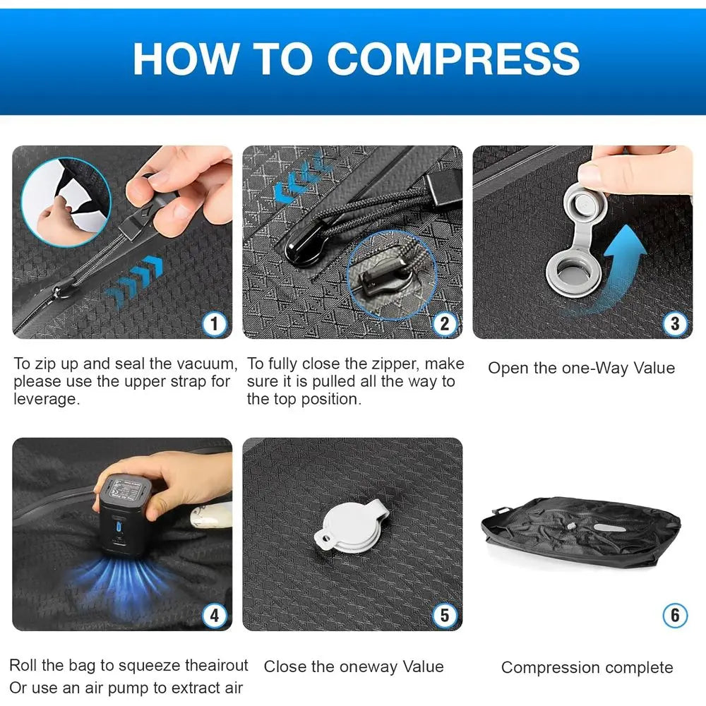 Double Layer Electric Vacuum Bags with Wireless Pump for Travel and Clothing Storage