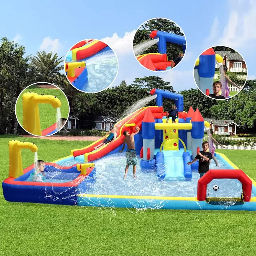 10 in 1 Iatable Water Slide Bounce House for Kids,19ft L x 17ft W x 8ft H,Blow Up Water Slide for Backyard,Iatable Pool Slide wi