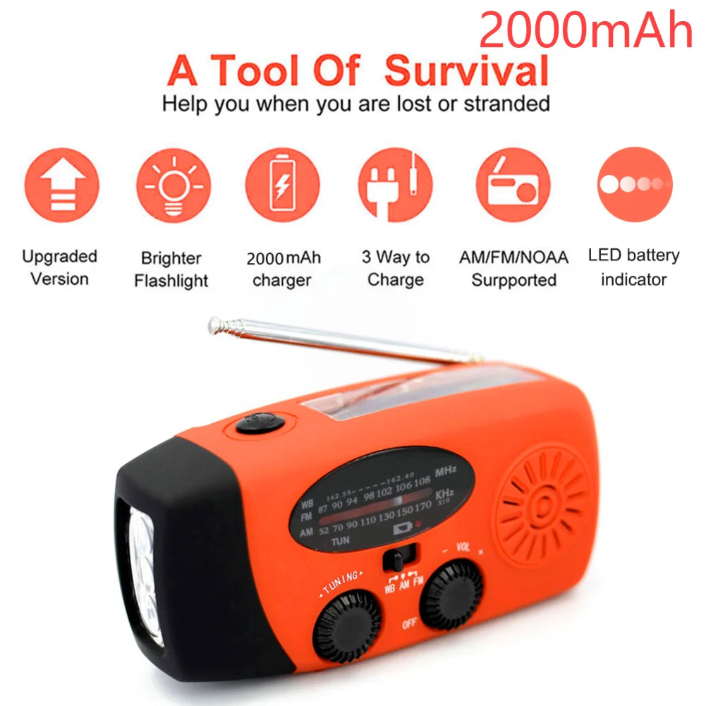 TAKEZERO Solar Hand Crank Radio AM FM NOAA Flashlight