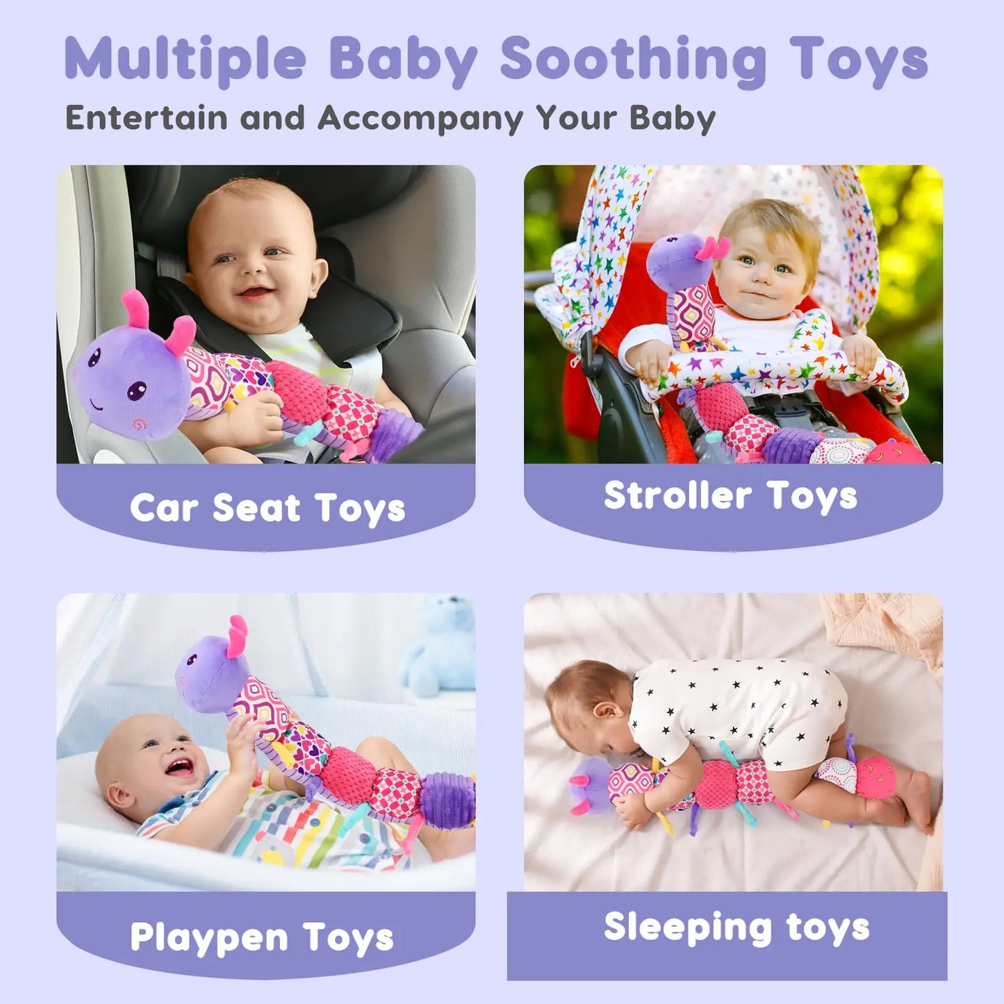 Infant Sensory Discovery Toy, Plush Caterpillar with Sounds & Textures - Engaging & Durable for 0-12 Month Old Babies