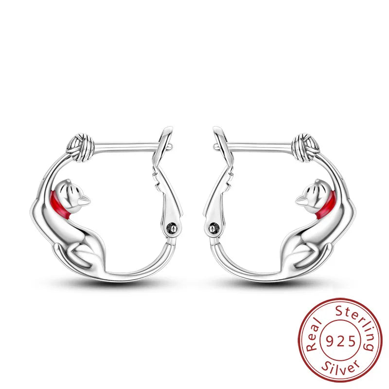 925 Sterling Silver Hoop Earrings Square Circle Heart