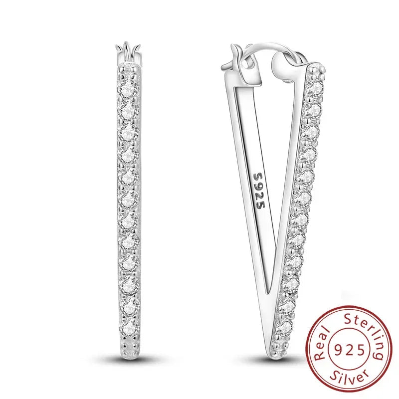 925 Sterling Silver Hoop Earrings Square Circle Heart