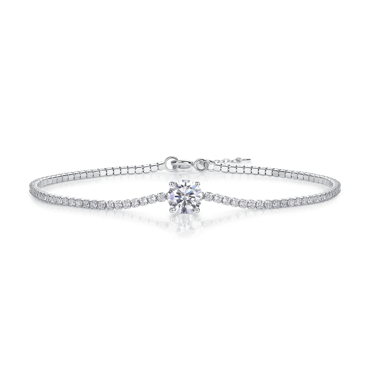 JIUZUAN Moissanite Bracelet 925 Silver 18K Gold Plated Gift