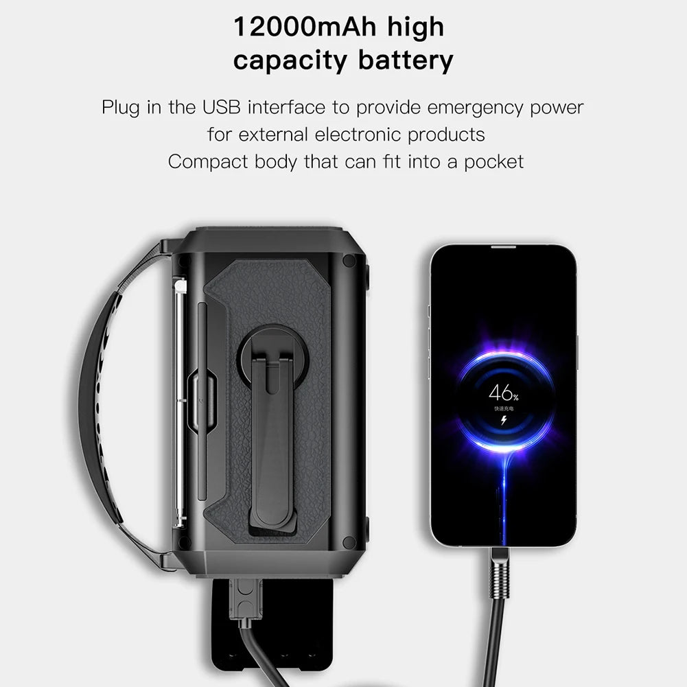 MUQZIC 12000mAh Solar Portable Emergency Radio With Light